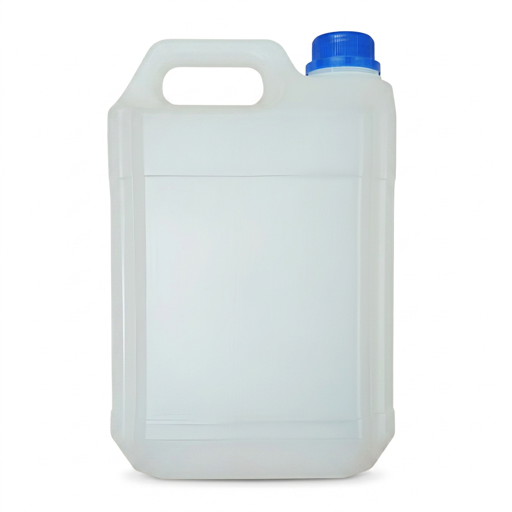 Galão de PEAD 5 litros natural virgem com alça e tampa azul, fabricado pela SóPlástico em Teixeira de Freitas